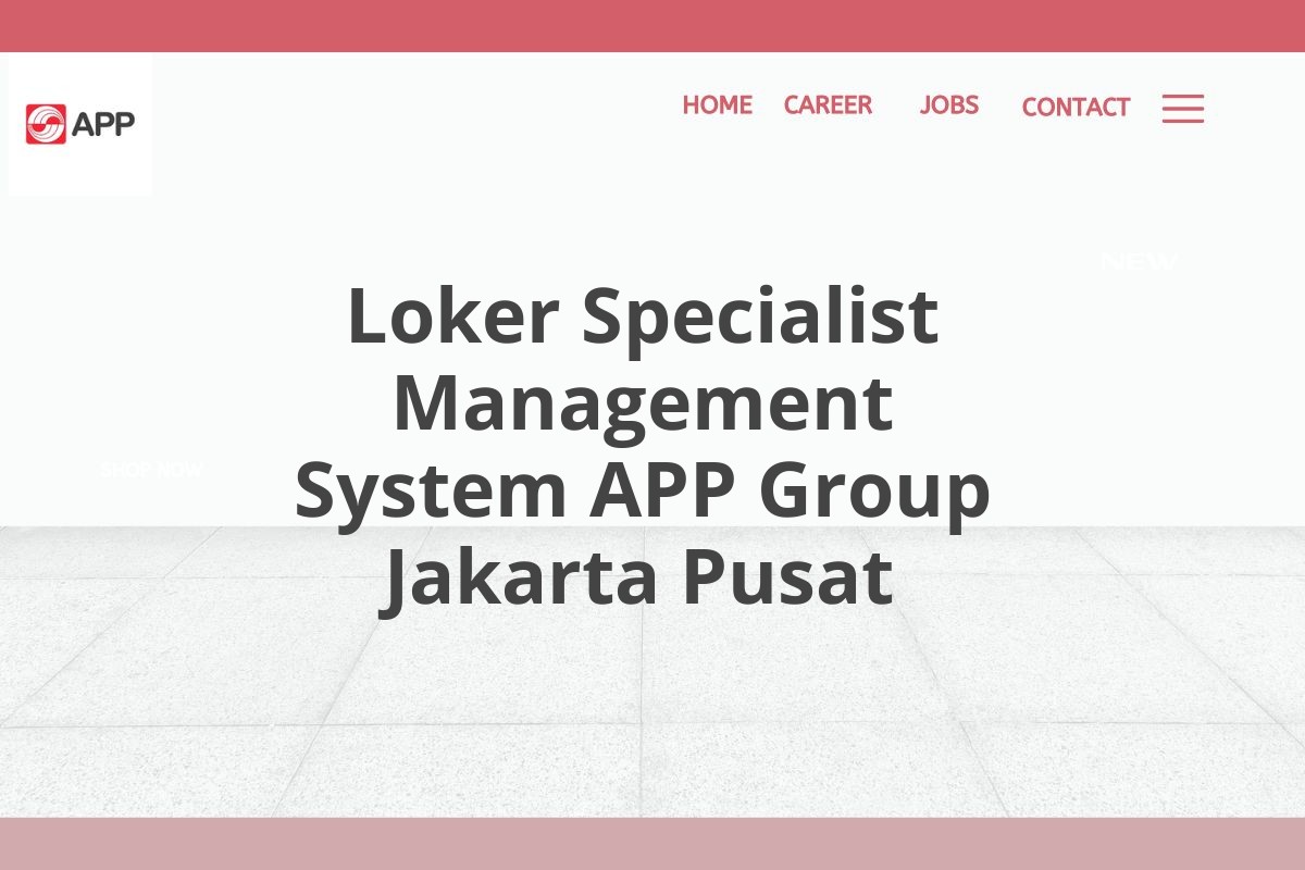 Loker Specialist Management System APP Group Jakarta Pusat