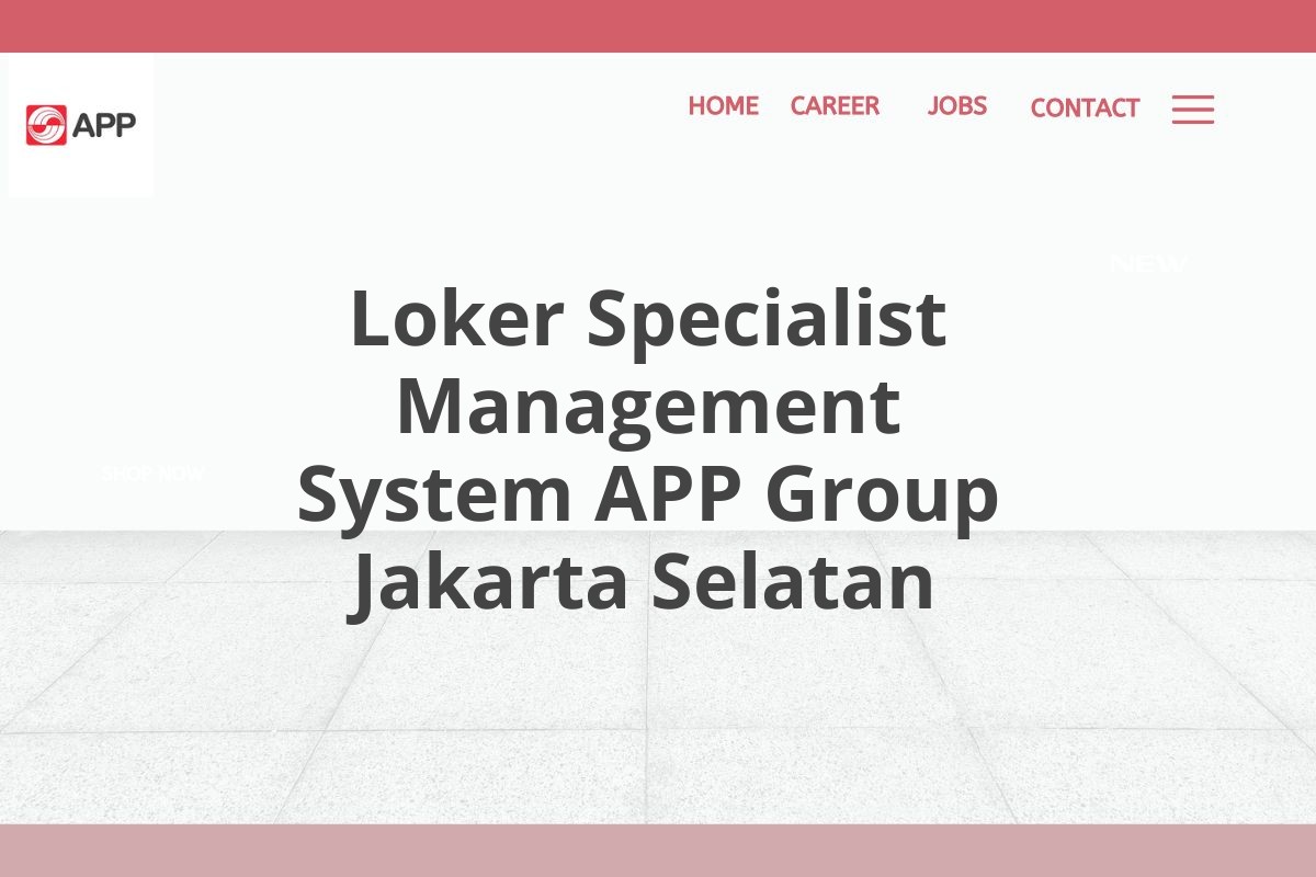 Loker Specialist Management System APP Group Jakarta Selatan