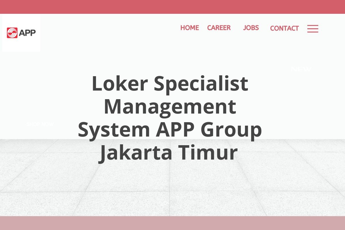 Loker Specialist Management System APP Group Jakarta Timur